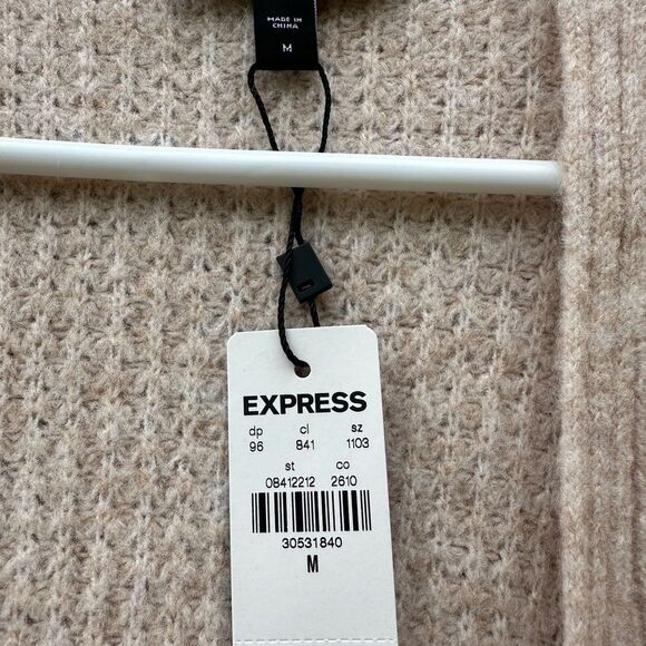 Classic Cream Open-Front Sweater by Express - Picture 4 of 8